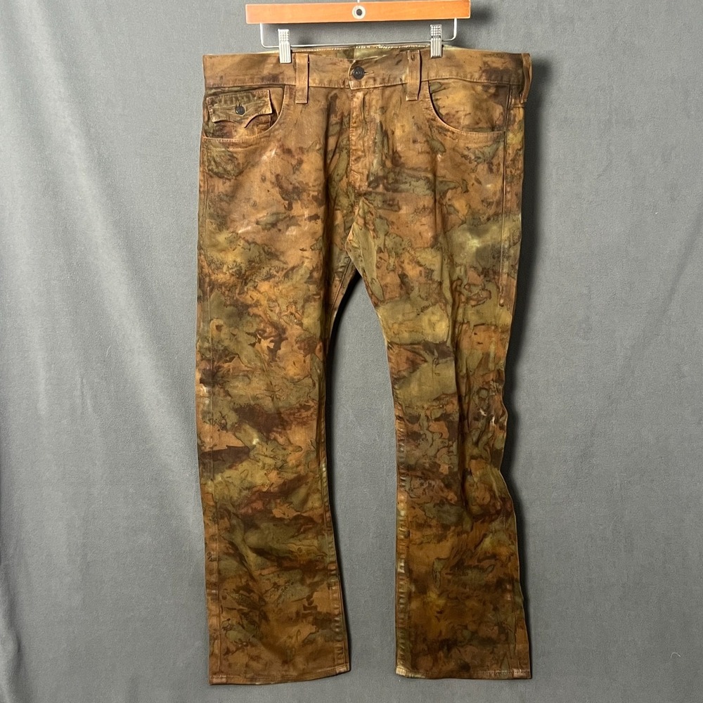 Vtg True Religion Ricky World Tour Mud Camo Straight Jeans Mens 40x33 USA Y2K